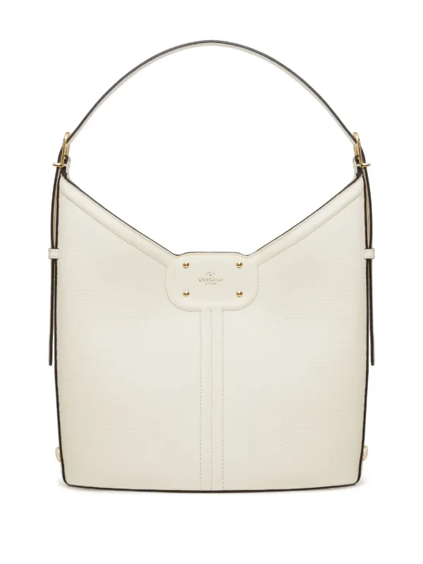 Valentino Garavani VLogo Leather Shoulder Bag Neutrals
