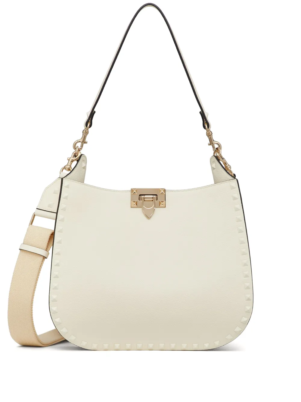 Valentino Garavani Rockstud leren schoudertas Beige
