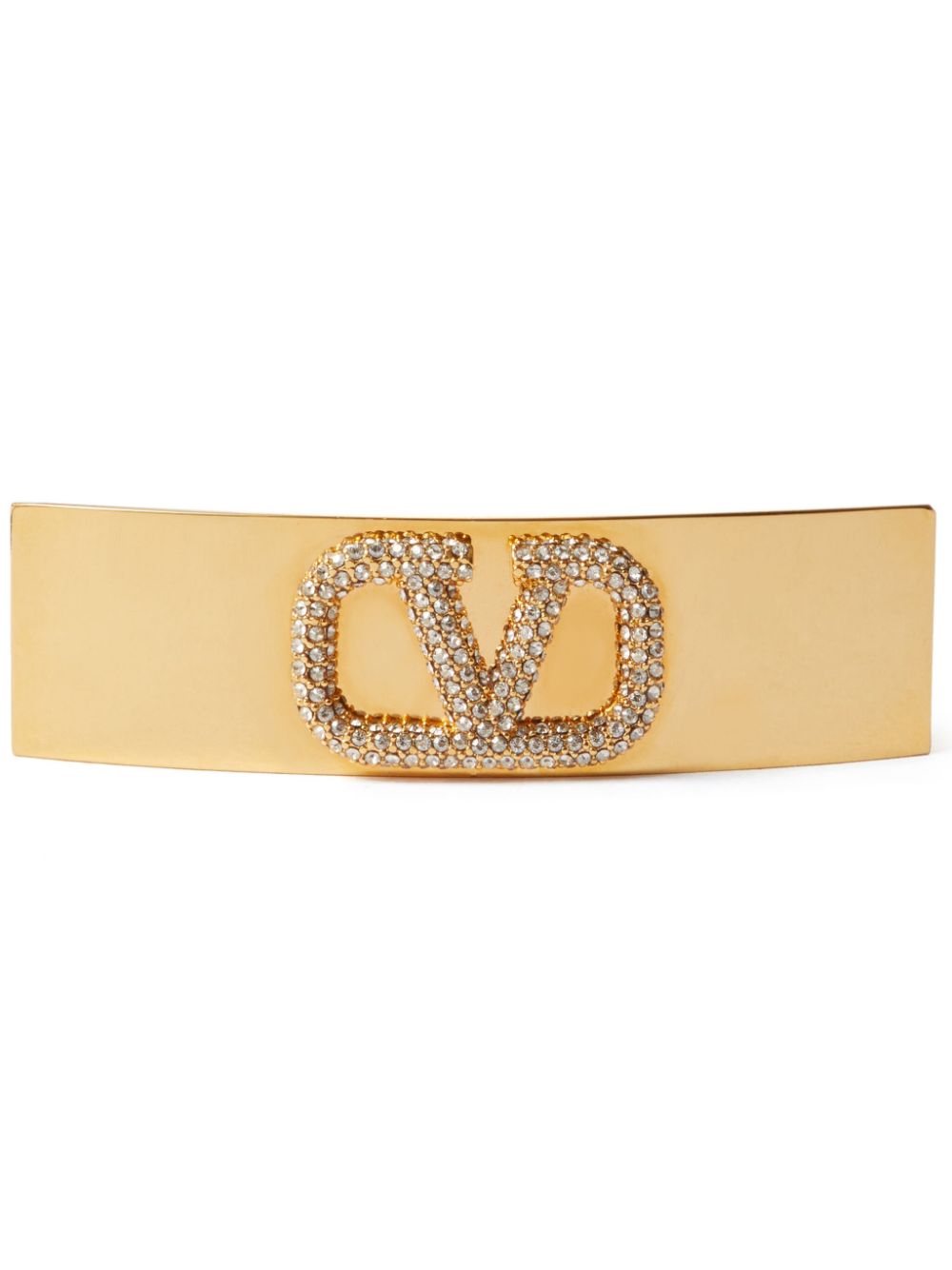 Valentino Garavani Vlogo Signature crystal-embellished hair clip - Gold