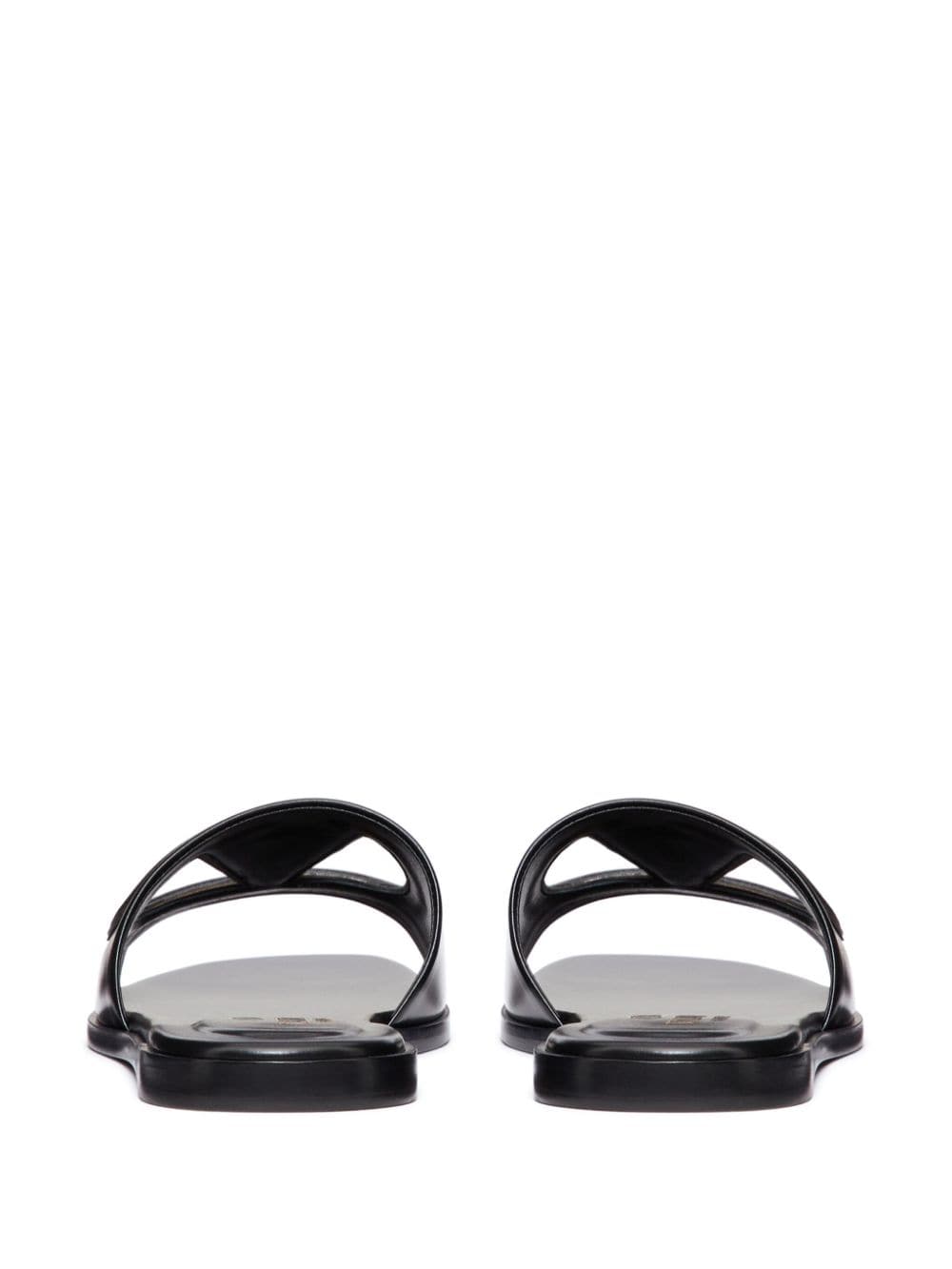 Shop Valentino Vlogo Cut-out Leather Slides In Black