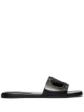 Valentino Garavani VLogo cut-out leather slides - Black