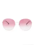 Gucci Eyewear Interlocking G logo-engraved round-frame sunglasses - Pink