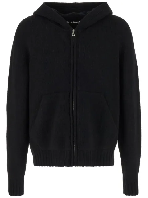 Palm Angels logo-intarsia zip hoodie