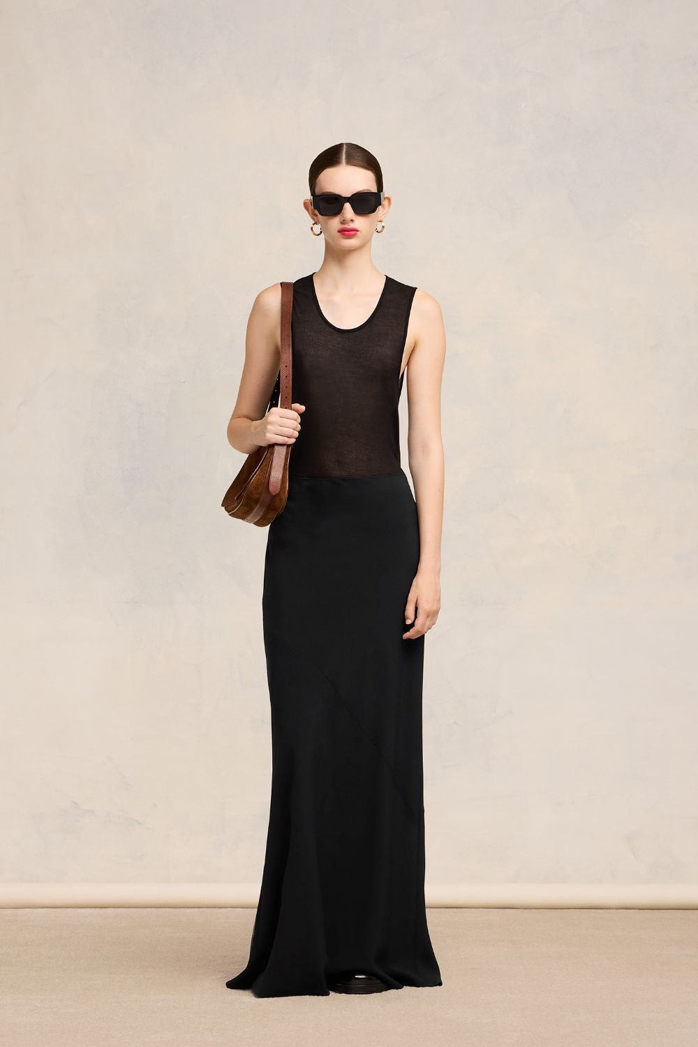 Shop Ami Alexandre Mattiussi Long Skirt With Bias Cut Black For Women