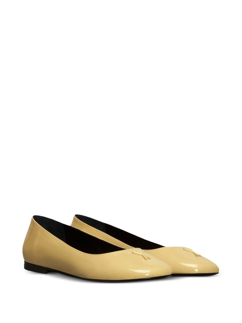 Shop Ami Alexandre Mattiussi Ami De Coeur Leather Ballerina Shoes In Yellow