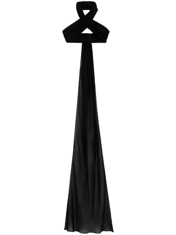 Ami Paris Silk Wrap Top in Black