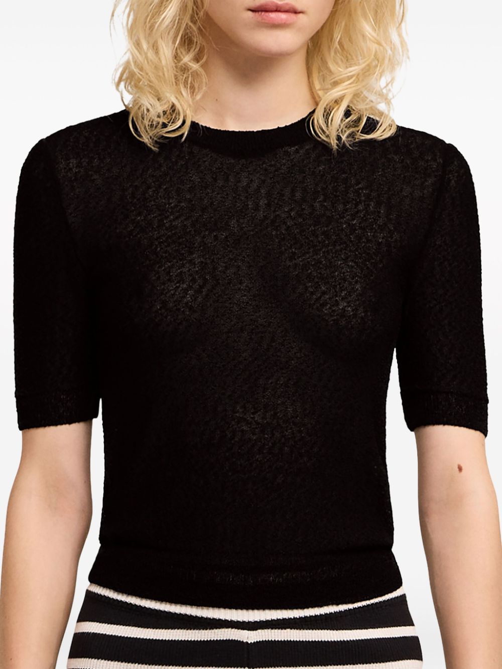 AMI Paris Cropped textured-knit Top - Farfetch