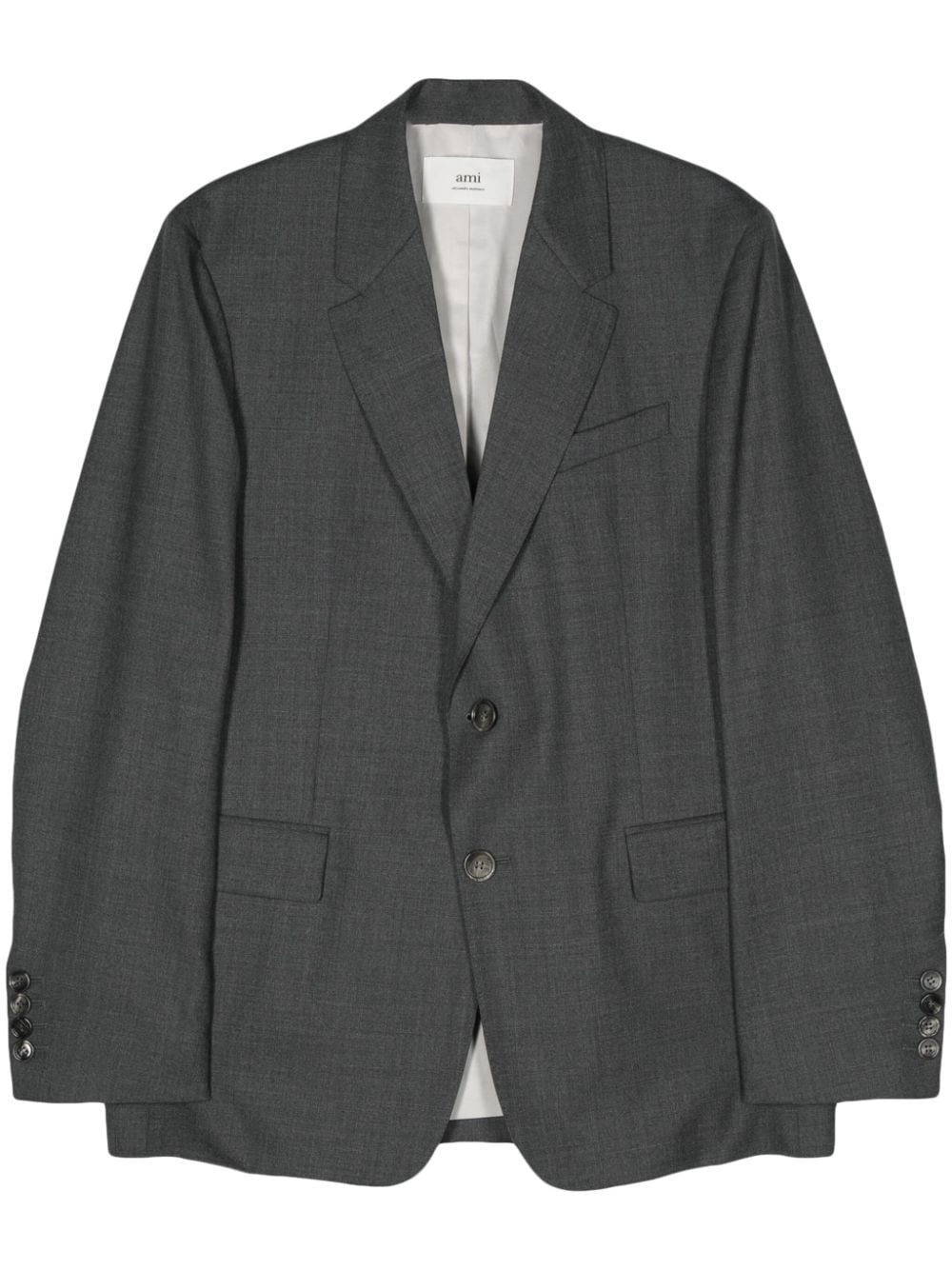 Shop Ami Alexandre Mattiussi Virgin Wool Blazer In 055 Heather Grey