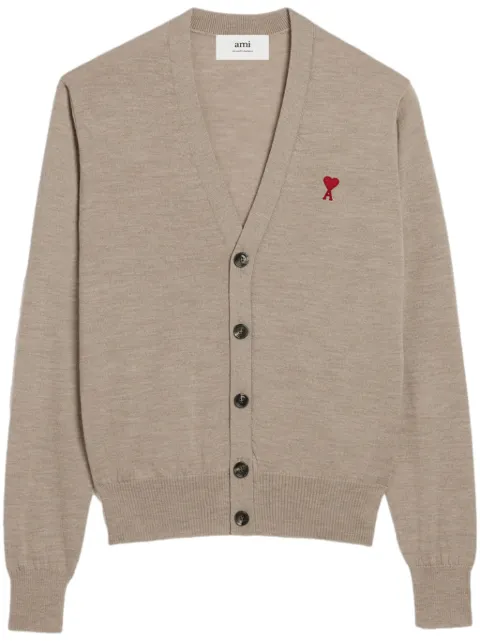 AMI Paris Ami de Coeur-embroidery wool cardigan