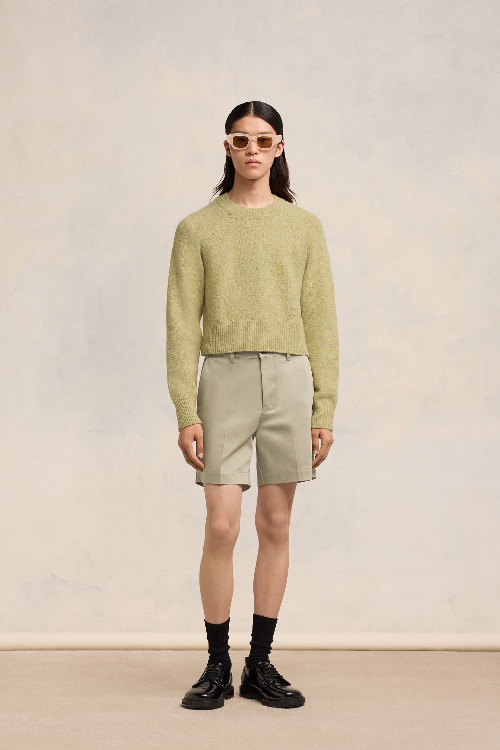 Shop Ami Alexandre Mattiussi Ami Embroidery Crewneck Sweater Green For Men