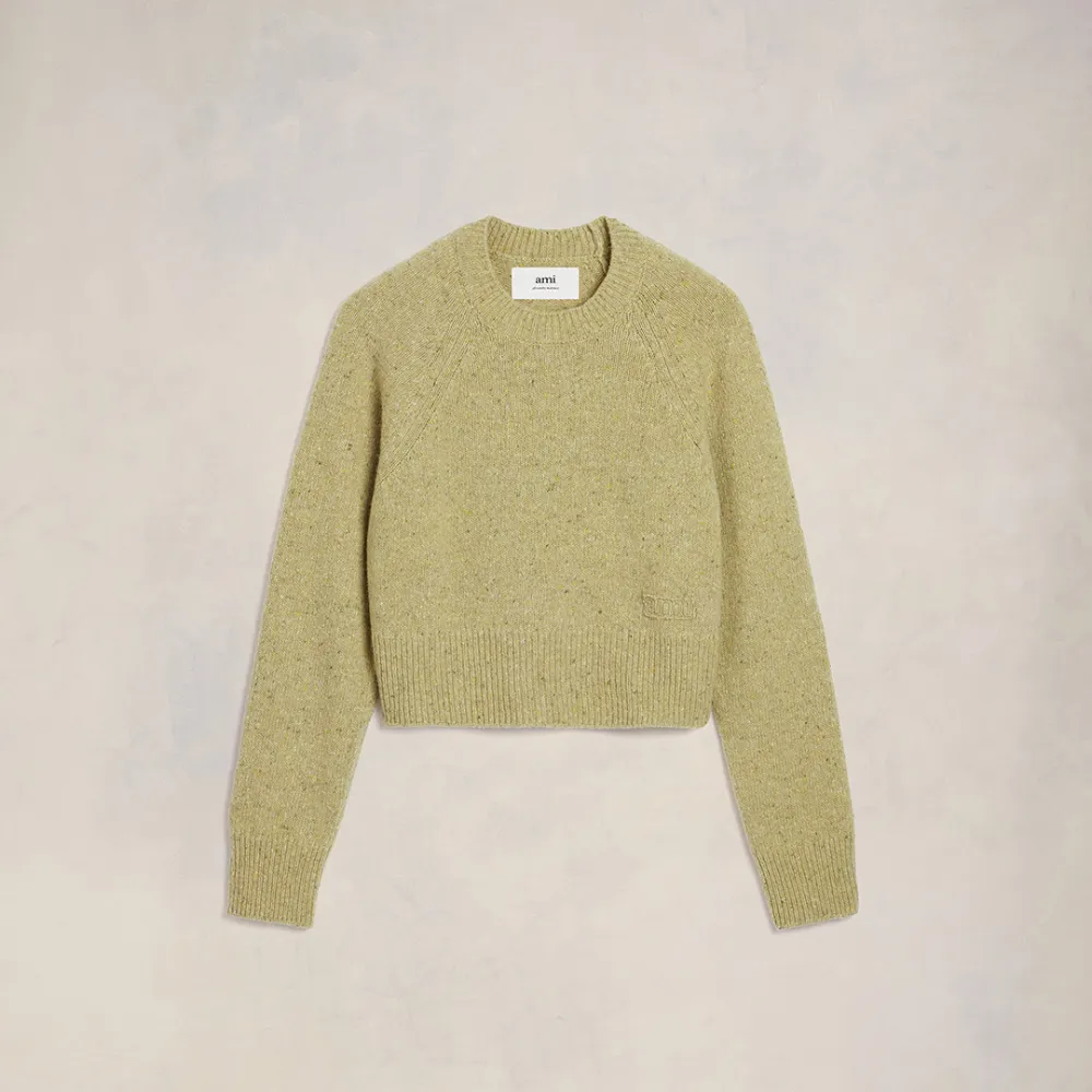 Ami Embroidery Crewneck Sweater Green for Men - M - AMI Paris