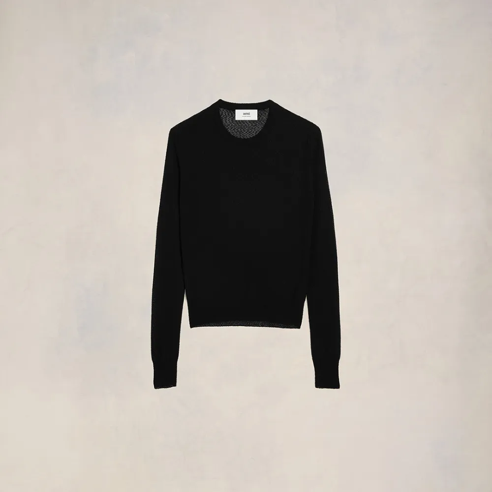 Boucle Crewneck Sweater Black for Men - L - AMI Paris