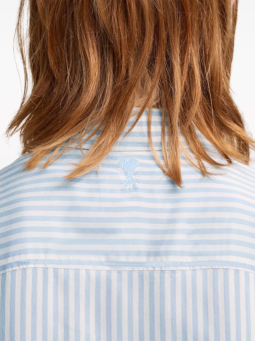 Shop Ami Alexandre Mattiussi Ami De Coeur-embroidery Cotton Shirt In Blue