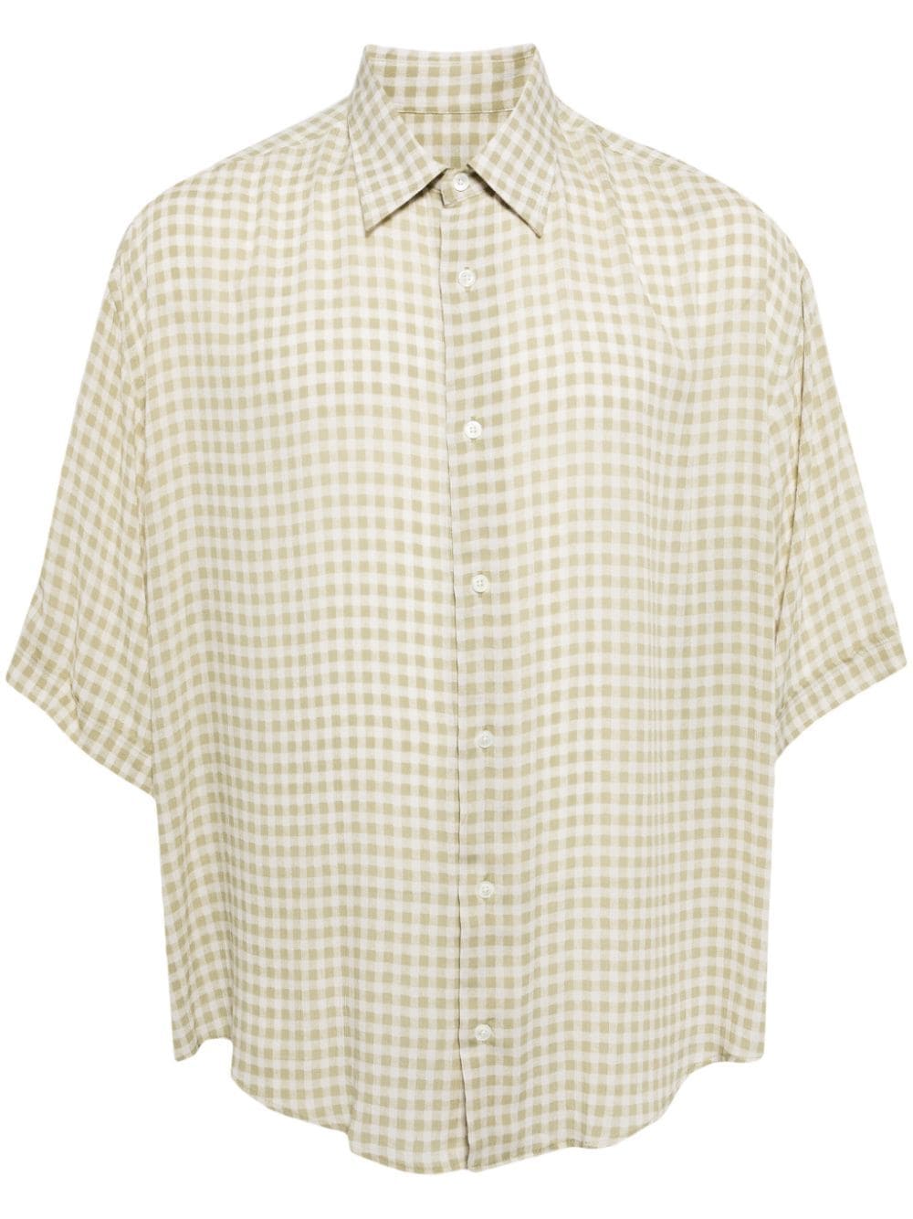AMI Paris gingham-print shirt 1932 CHALK OLIVE