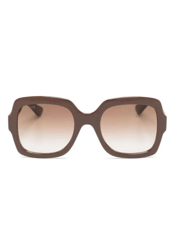 Gucci Eyewear logo print oversize frame Sunglasses Farfetch