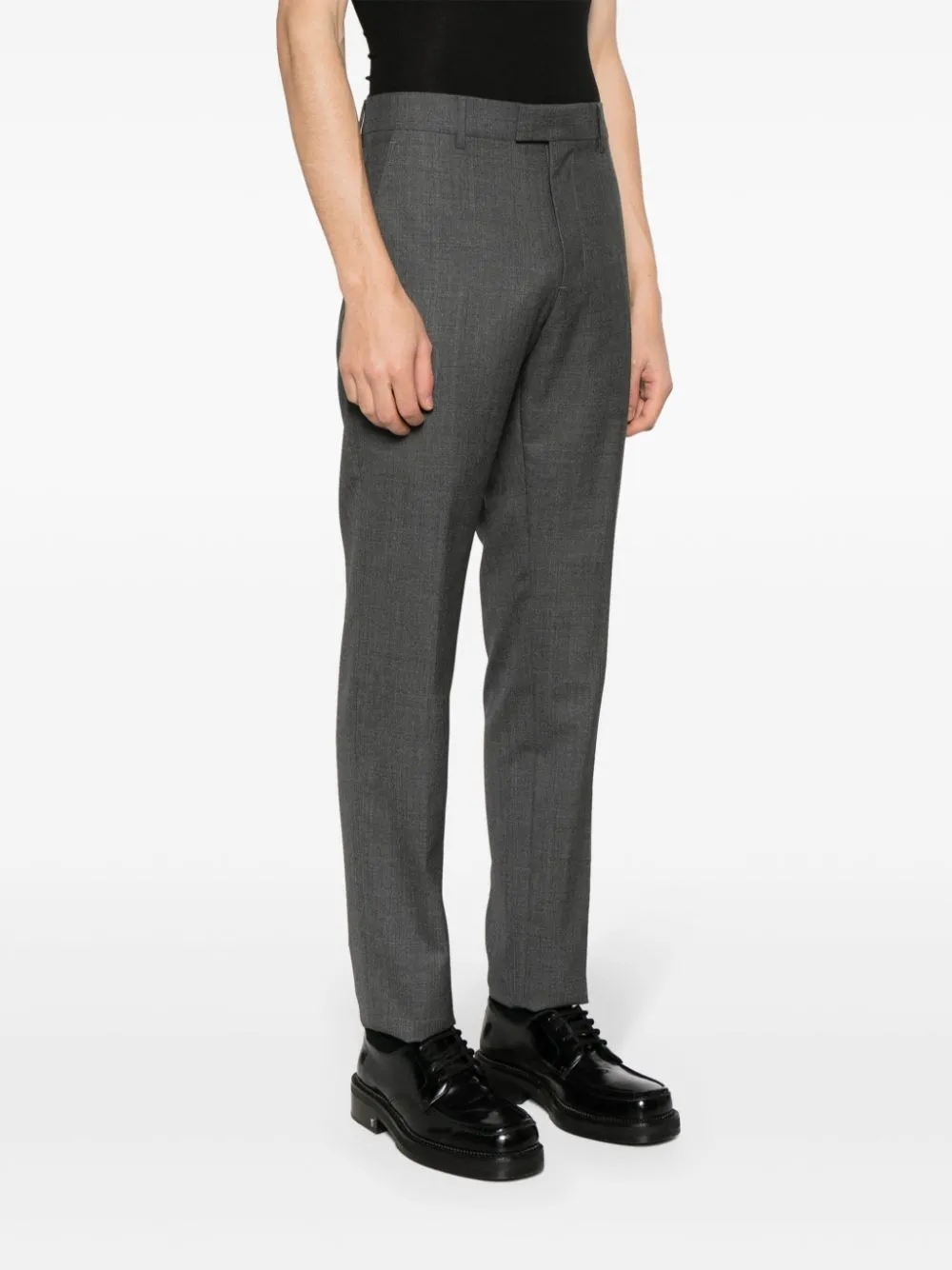 Shop Ami Alexandre Mattiussi Tailored Virgin Wool Trousers In 055 Heather Grey