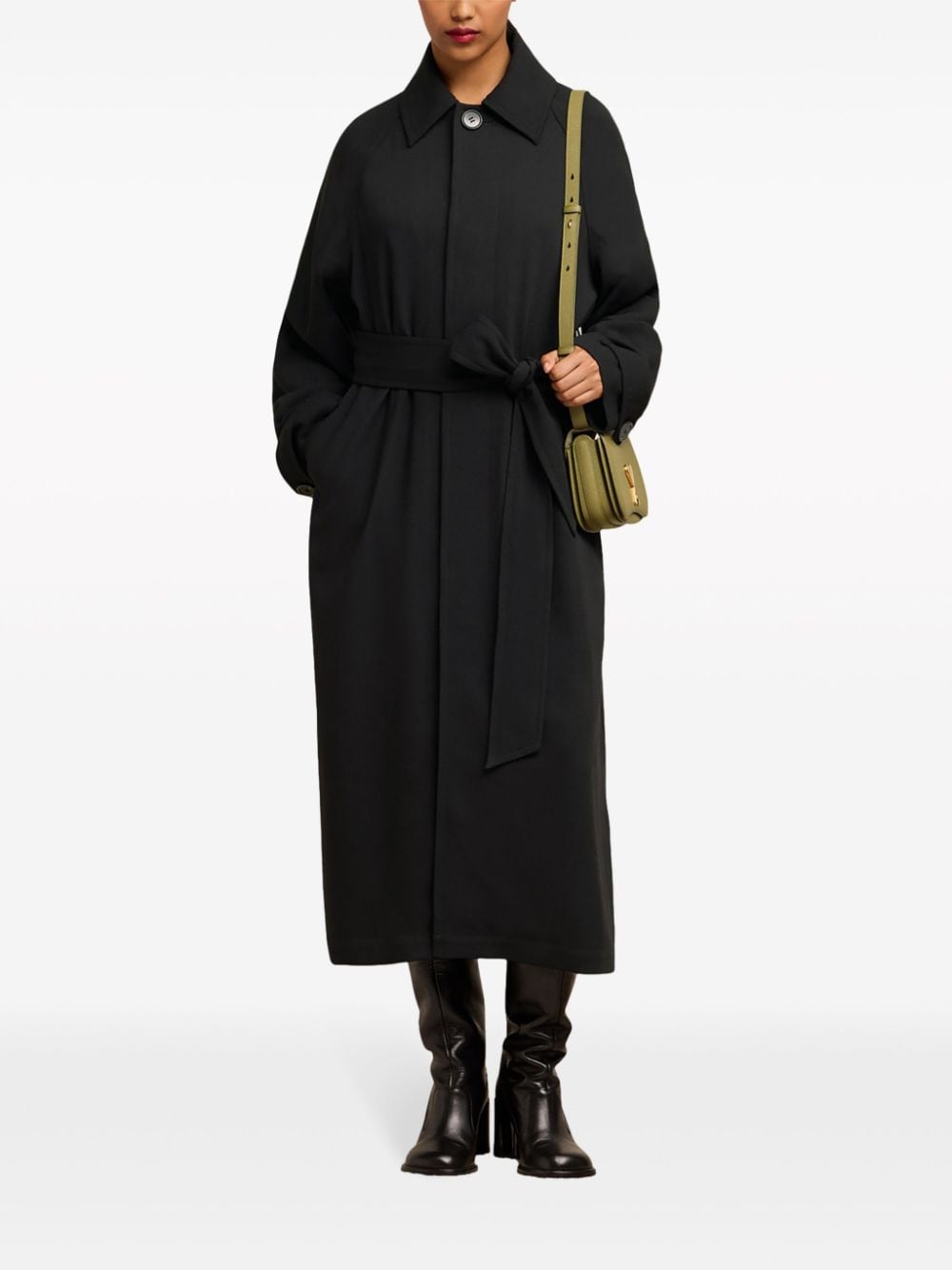 Shop Ami Alexandre Mattiussi Belted Virgin-wool Coat In 黑色