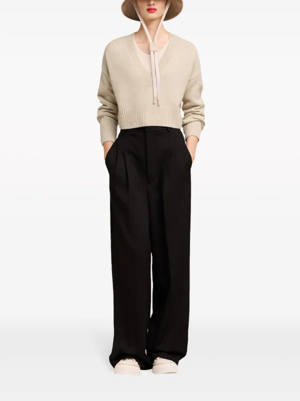 AMI Paris Cropped wool-cashmere Blend Jumper - Farfetch