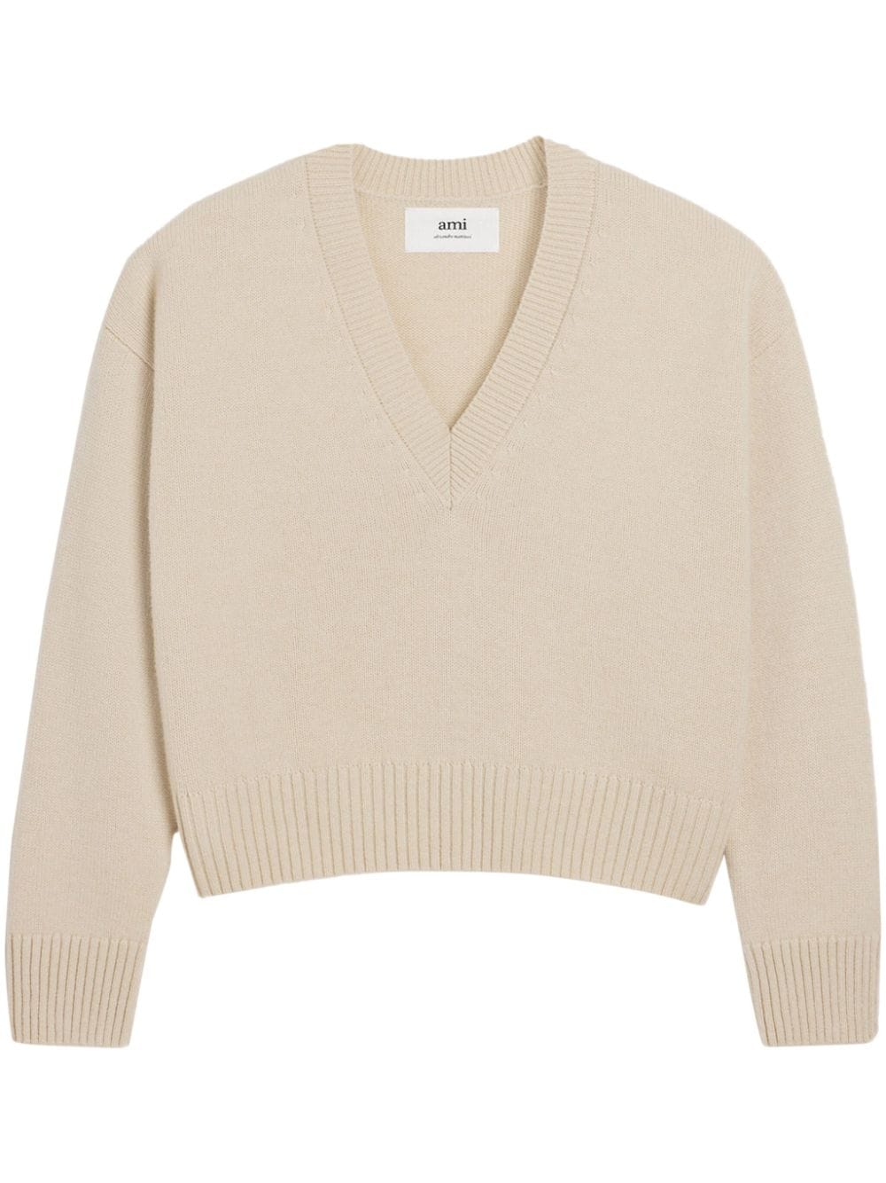 Image 1 of AMI Paris cropped wool-cashmere blend jumper