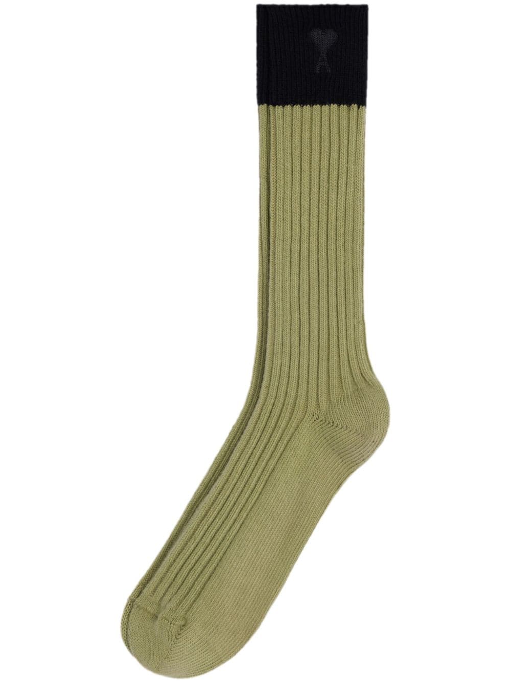 ami paris chaussettes bicolores à logo brodé - vert
