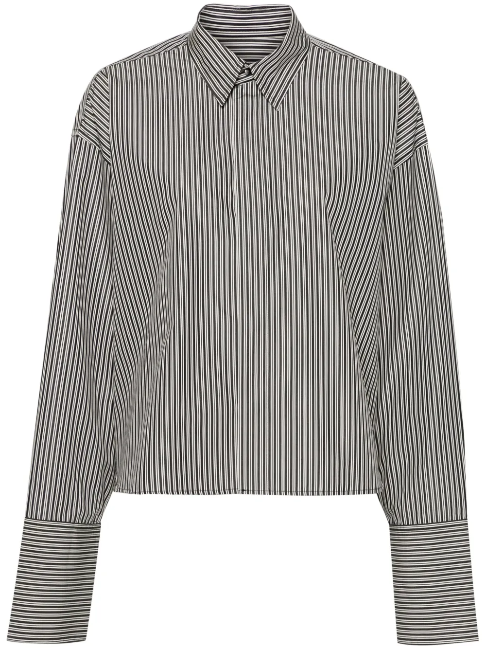 AMI Paris striped cropped cotton shirt - Black
