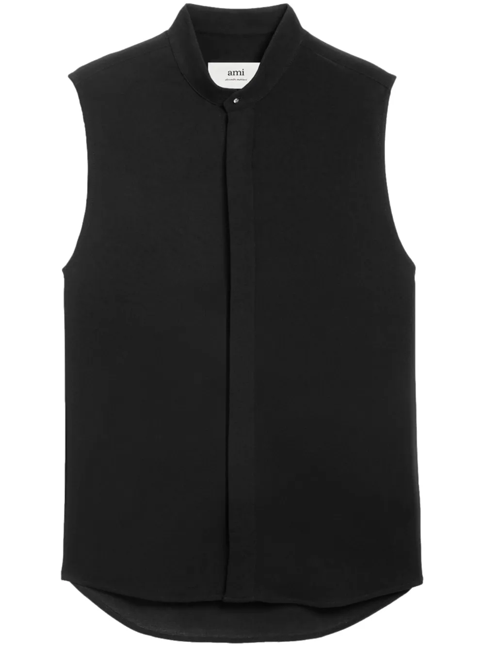 Shop Ami Alexandre Mattiussi Ami De Coeur-embroidery Sleeveless Shirt In Schwarz