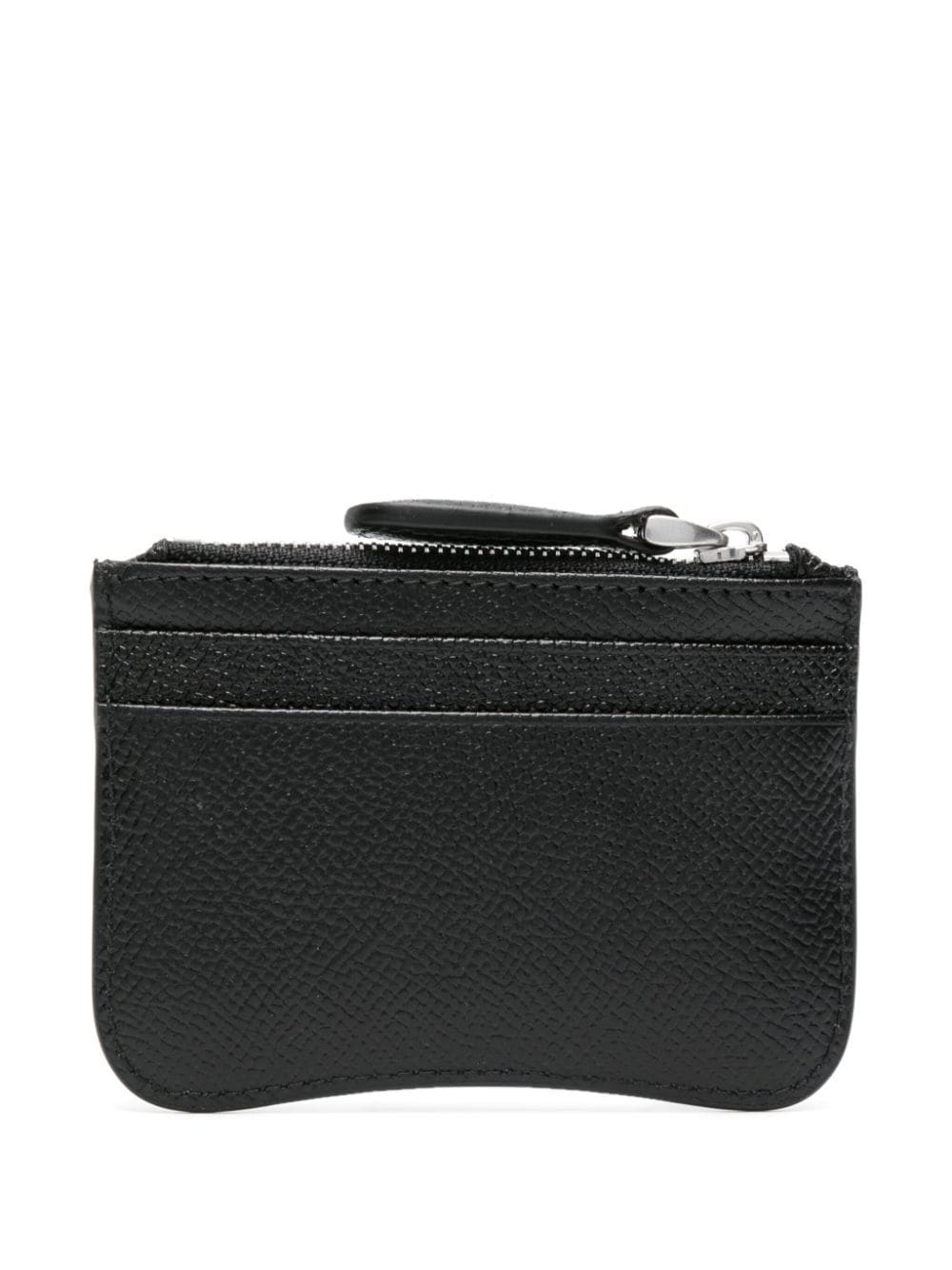Shop Ami Alexandre Mattiussi Ami De Coeur Leather Cardholder In 0014 Black/vibrated Silver