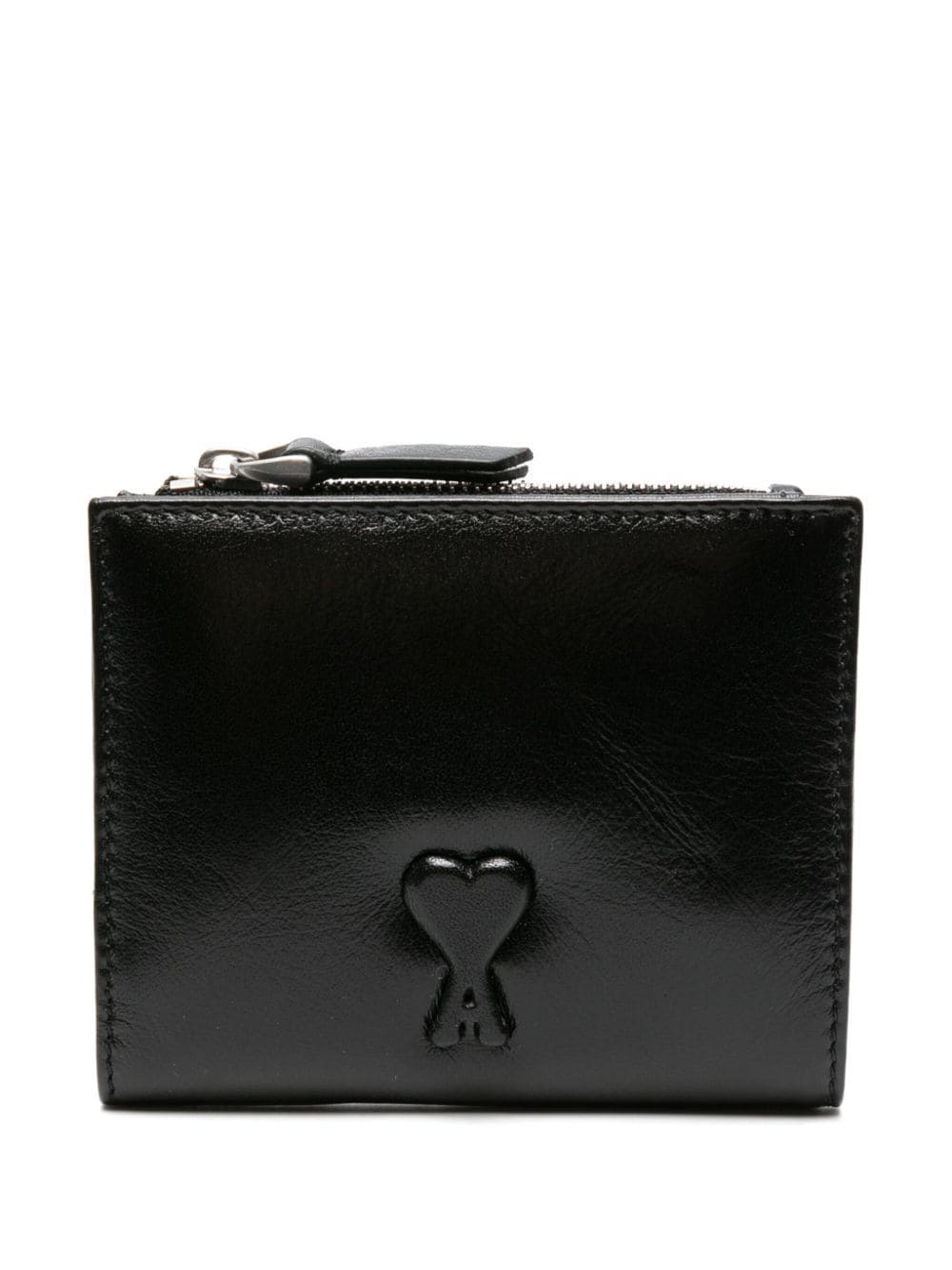 Ami Alexandre Mattiussi Ami De Coeur-embossed Leather Wallet In 001 Black