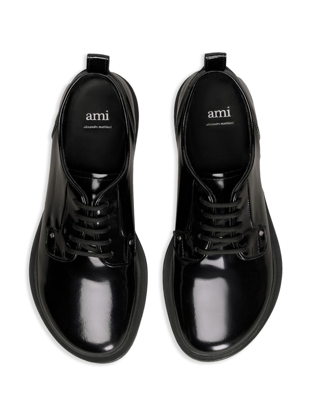 Shop Ami Alexandre Mattiussi Lace-up Leather Trainers In Black