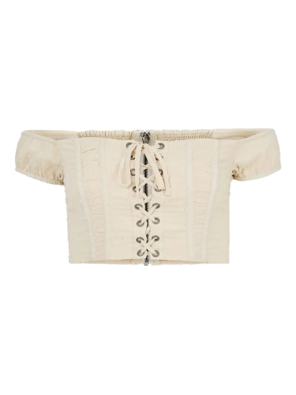 GUESS USA Off-shoulder top met veters Wit