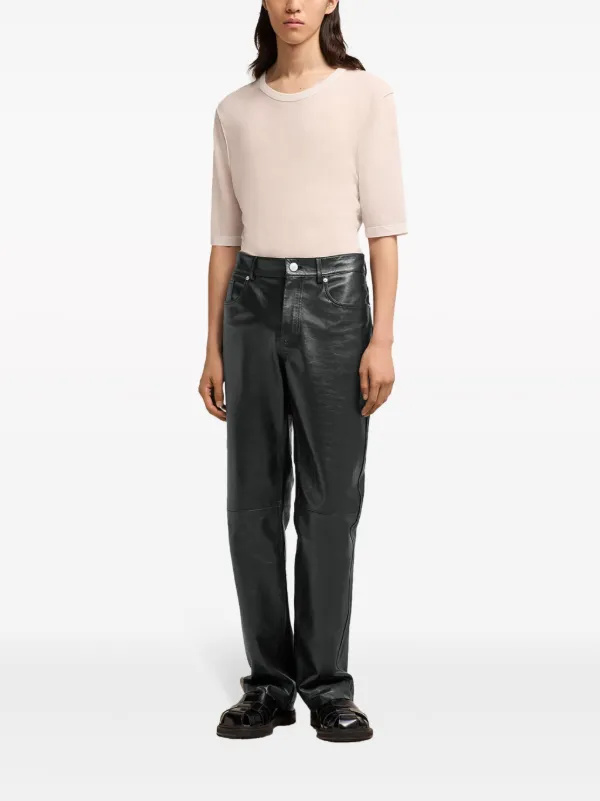 AMI Paris straight-leg Leather Trousers | Black | FARFETCH AO