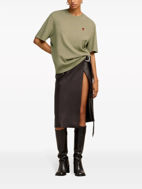 AMI Paris logo-embroidered Organic Cotton T-shirt | Green