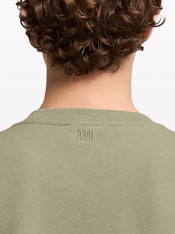 AMI Paris logo-embroidered Organic Cotton T-shirt | Green