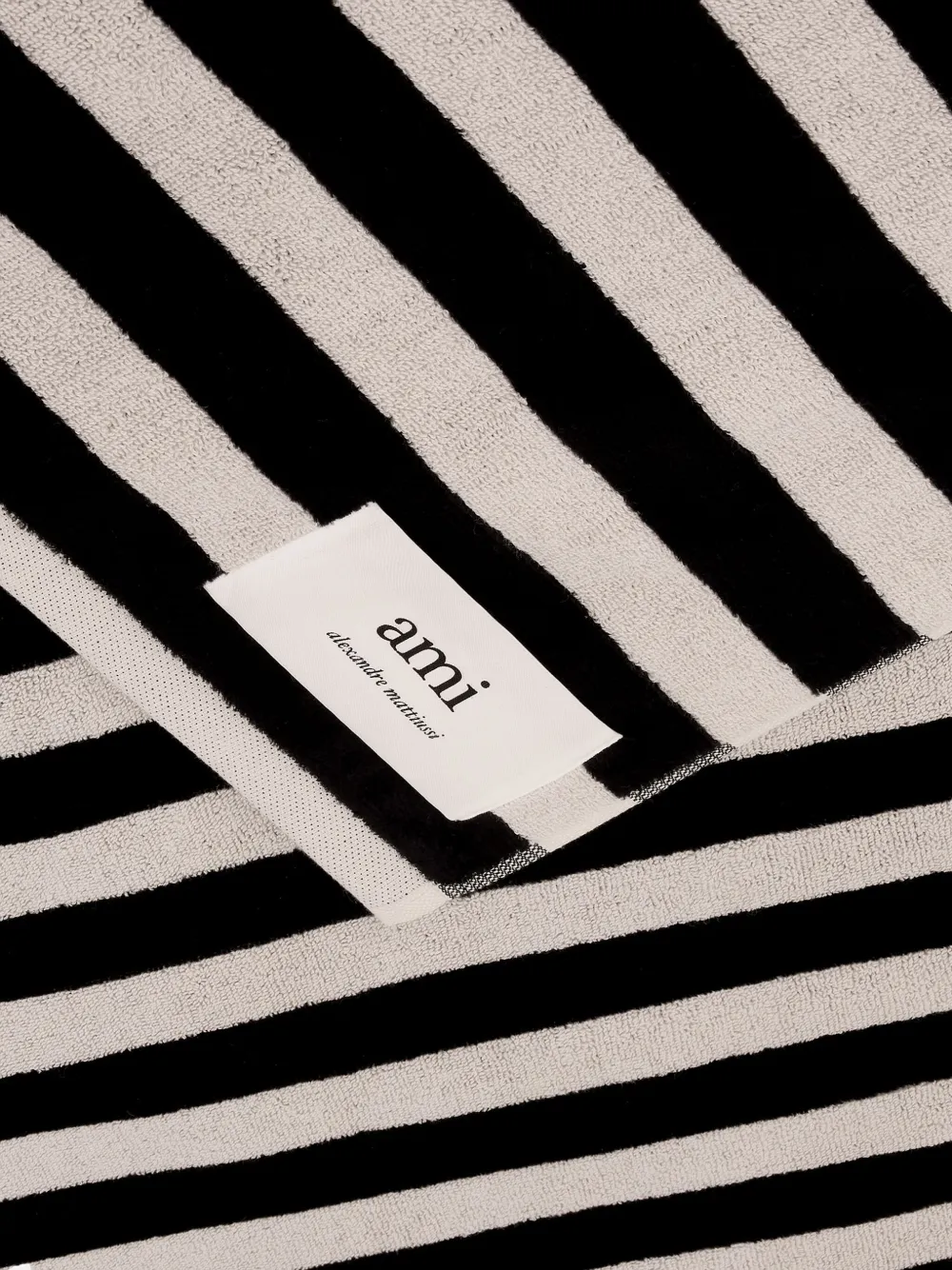 Ami Alexandre Mattiussi Striped Cotton Bath Towel In Black
