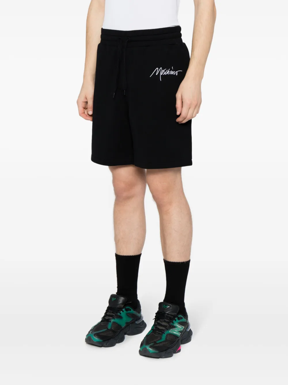 Moschino Trainingsshorts met geborduurd logo Zwart