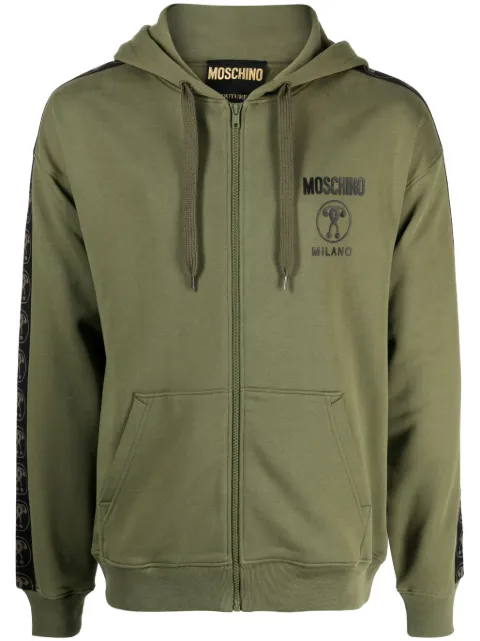 Moschino logo-print zip-up organic cotton hoodie