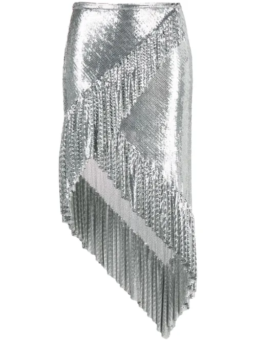 Jupe asymétrique en maille métallique - Rabanne - Modalova
