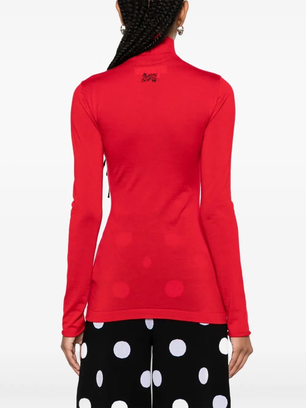 Shop Marni Logo-embroidered Virgin-wool Jumper In Red