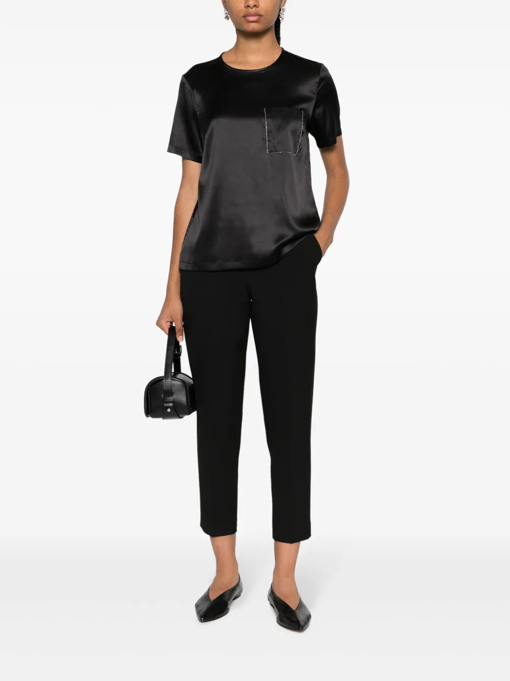 Peserico chest-pocket silk T-shirt - Zwart