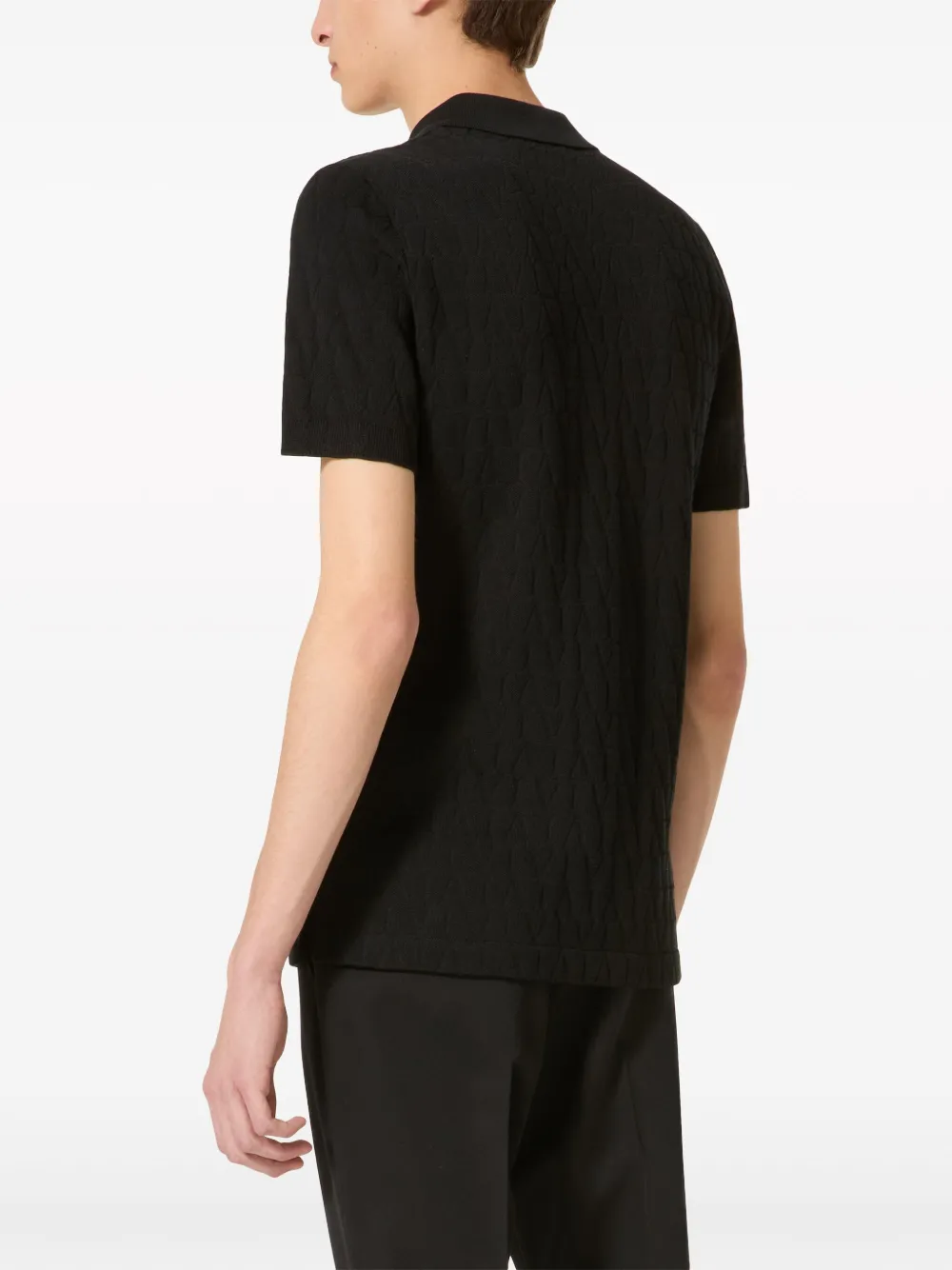 Shop Valentino Vlogo-jacquard Polo Shirt In Black