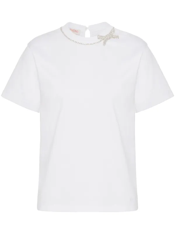 VALENTINO ホワイト Tシャツ M Valentino Garavani Embroidered T-shirt | White | FARFETCH JO