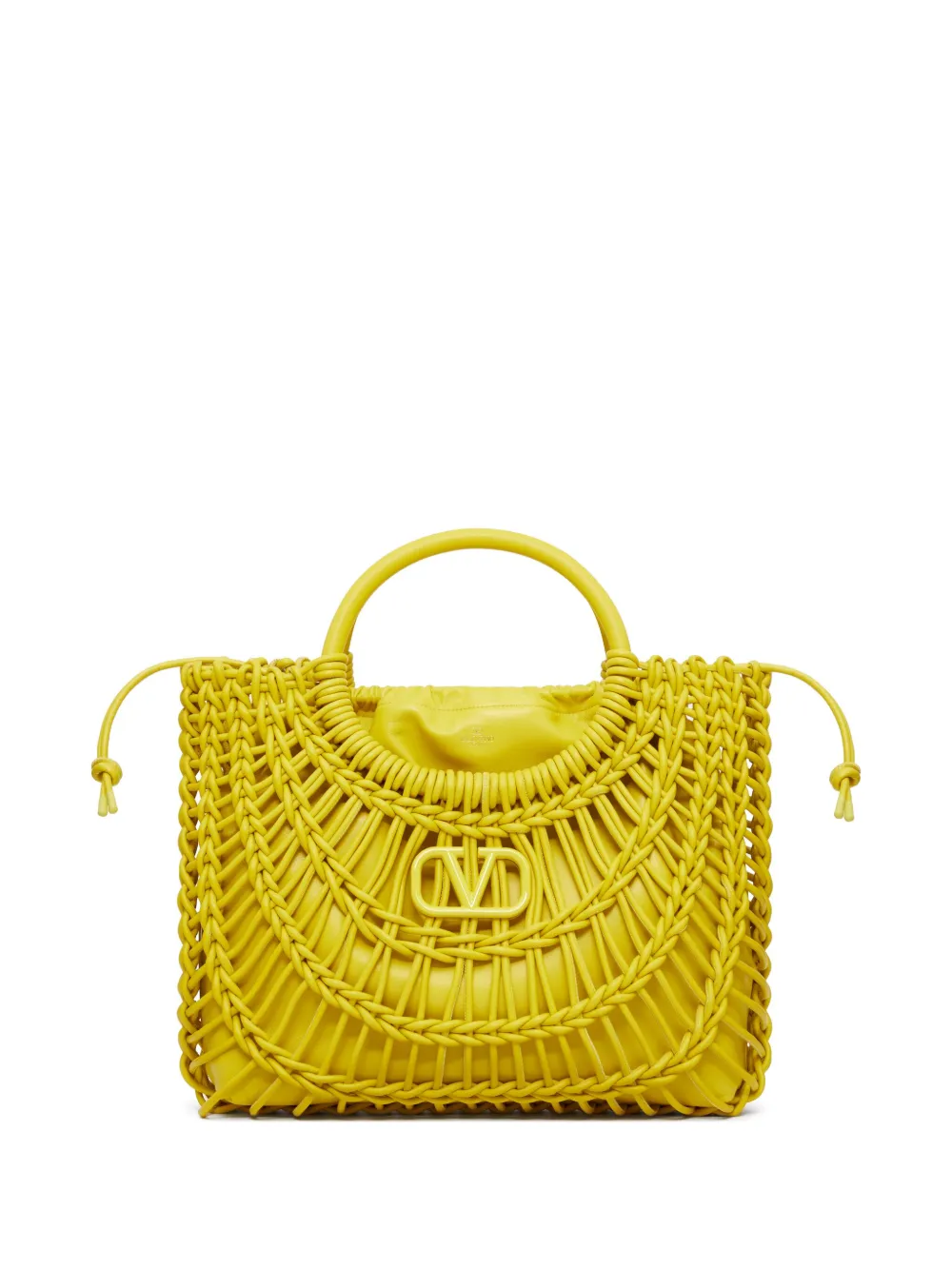 Valentino Garavani Logo-plaque Leather Tote Bag In Yellow