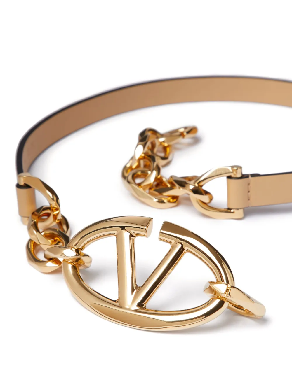 Valentino Vlogo Moon Leather Belt In Neutrals