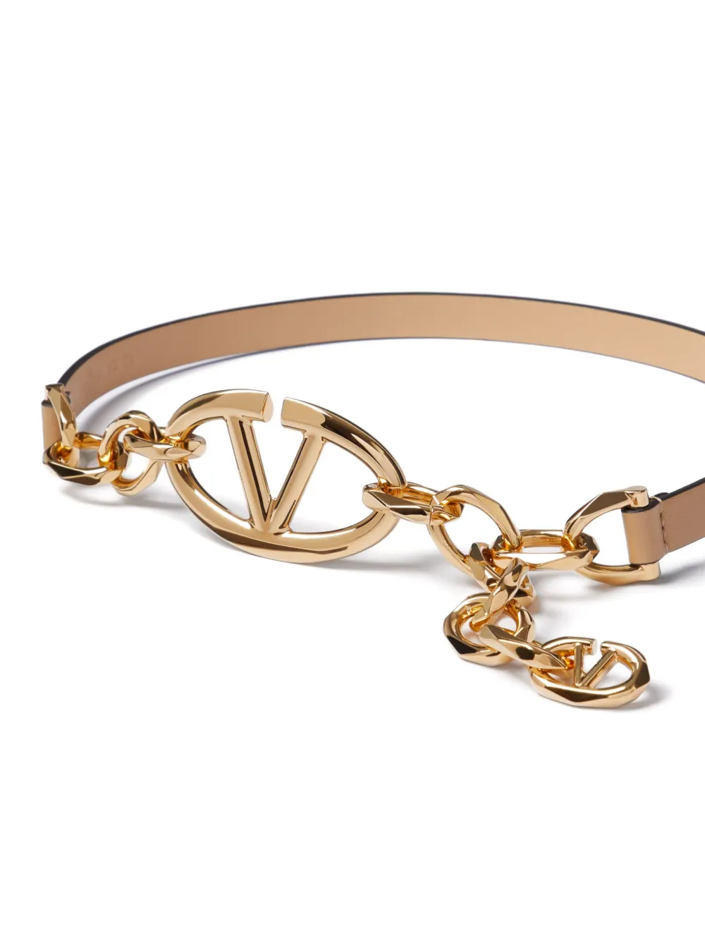 Valentino Vlogo Moon Leather Belt In Neutrals