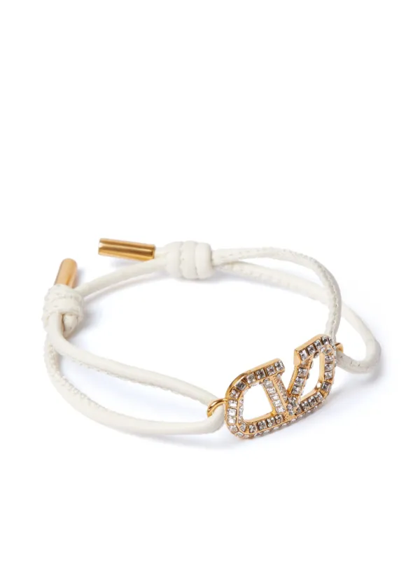 Valentino Garavani Vlogo Signature Leather Cord Bracelet