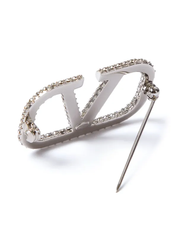 Valentino Garavani VLogo Signature Brooch | Silver | FARFETCH EG