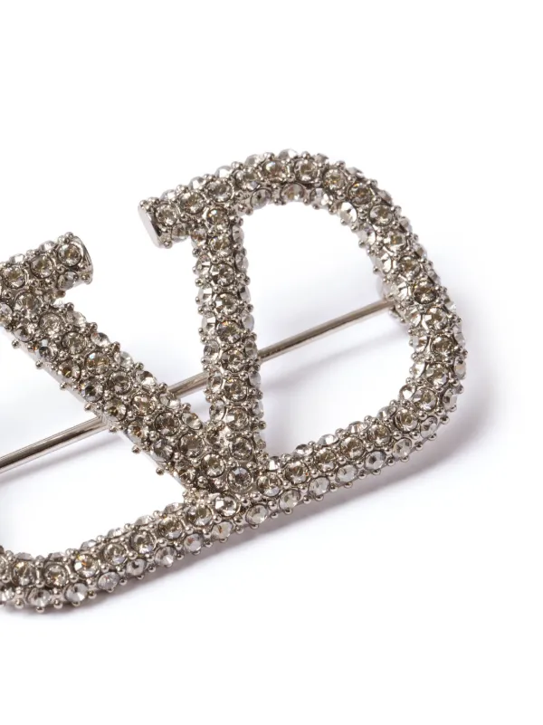 【送料無料】VALENTINO GARAVANI Vlogo Brooch Vロゴ ブローチ Valentino Garavani VLogo Signature crystal-embellished