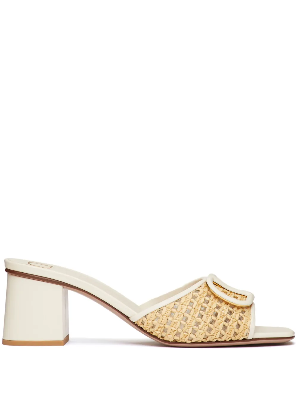 VLOGO SIGNATURE SLIDE SANDAL 60MM IN WHITE CALFSKIN
