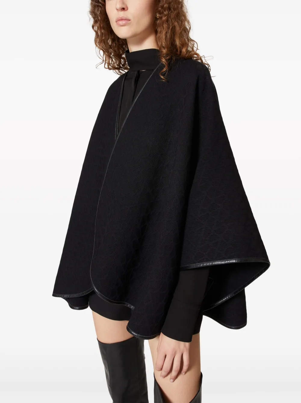 Valentino Garavani Toile Iconographe wollen poncho Zwart