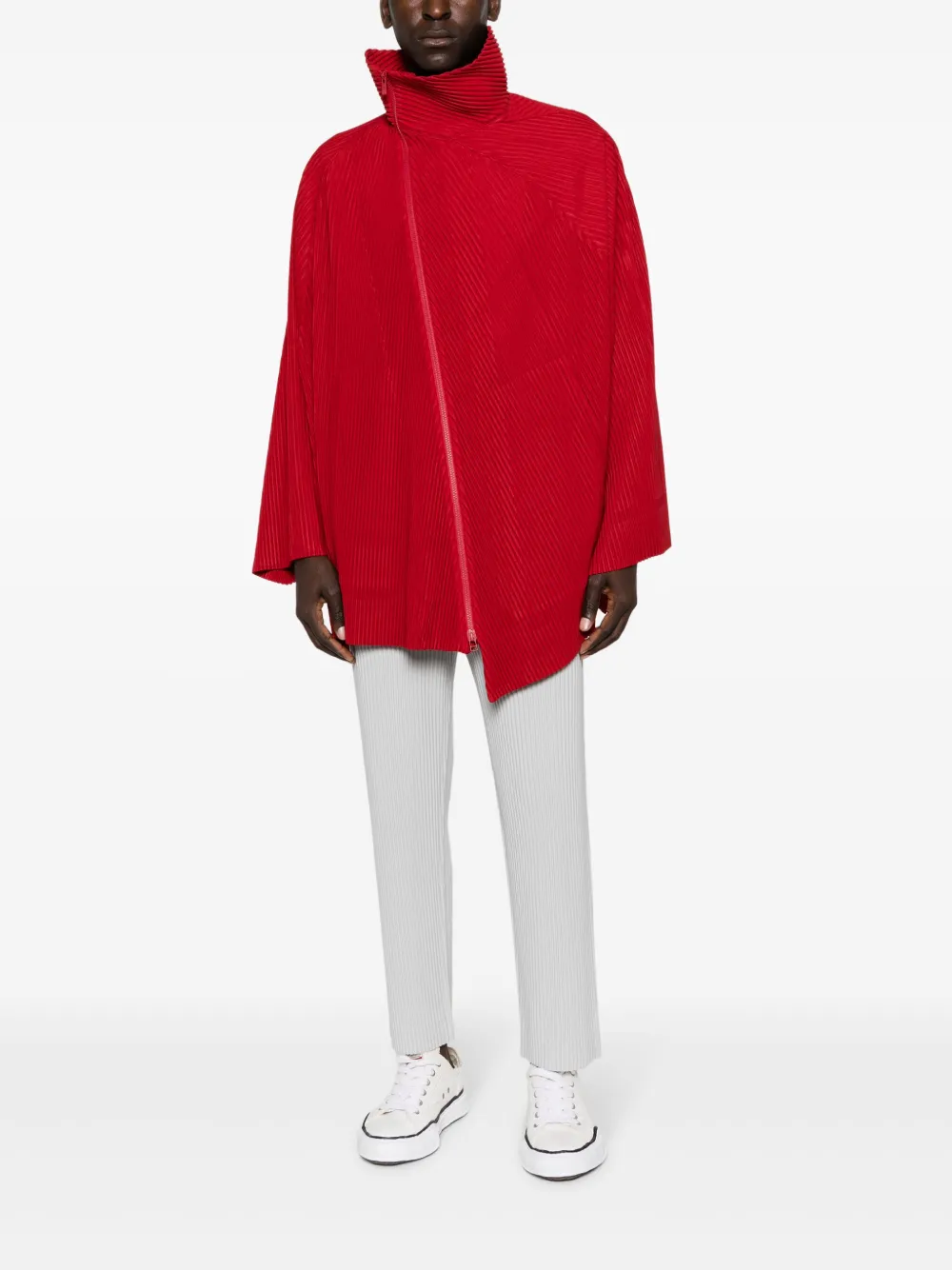 Homme Plissé Issey Miyake Geplooid poncho - Rood